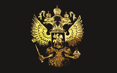 escudo heráldico, rússia, grunge, brasão de armas, federação russa, o brasão de armas da rússia, ouro, águia de duas cabeças
