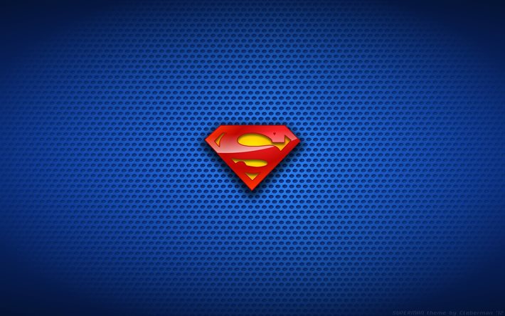logotyp, emblem, superman, dc-serier, mesh, blå bakgrund