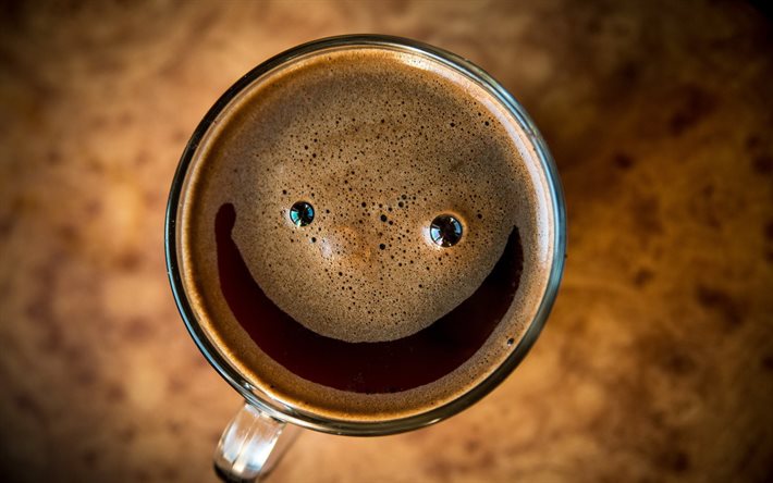 tazza, caffè, figura, sorriso, latte art