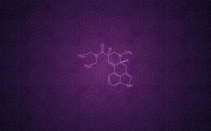 kemiallinen kaava, minimalismi, violetti tausta