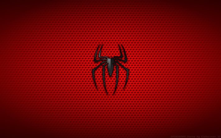 de malla, el logotipo, el minimalismo, el hombre araña, fondo rojo, spider-man
