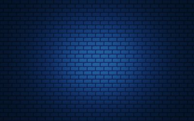 bleu, brique, d'origines, de la texture, mur