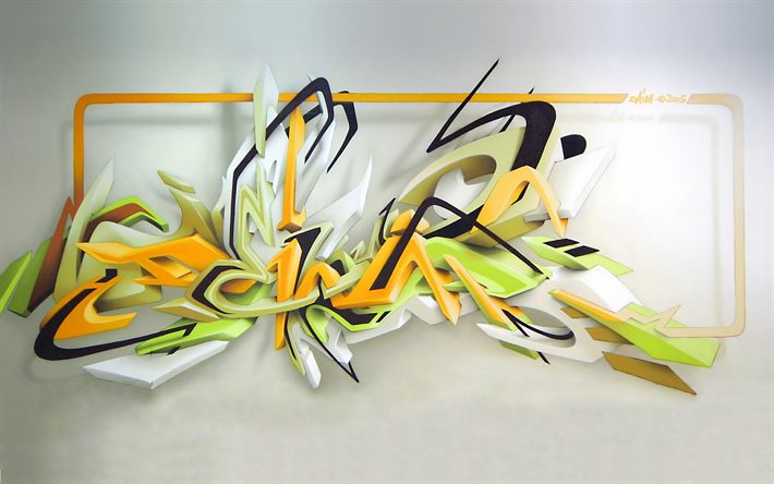 vägg, figur, graffiti