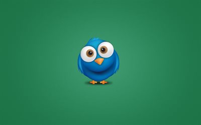 réseau social, le minimalisme, twitter, de l'emblème, oiseau, fond vert