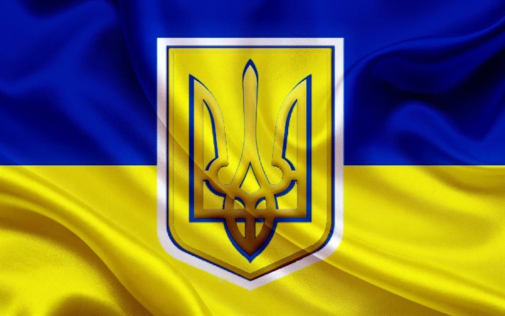 les armoiries, la symbolique de l'ukraine, le drapeau de l'ukraine, ukraine