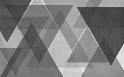 sur fond gris, les triangles, le minimalisme