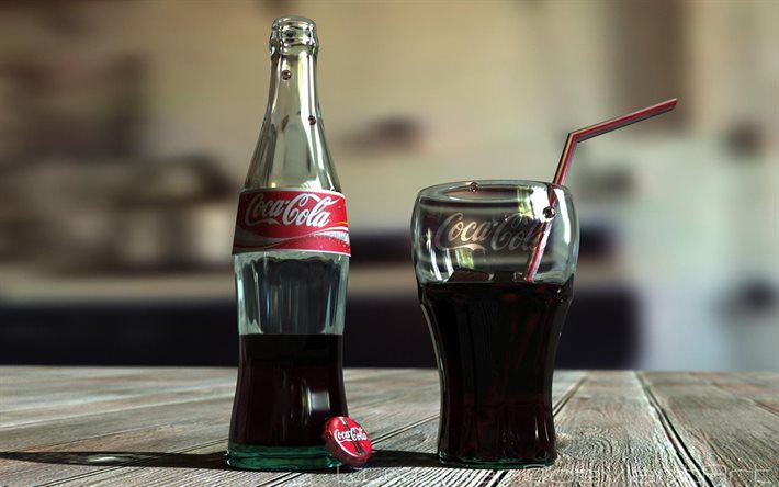 coca-cola, de vidrio, botella de coca-cola