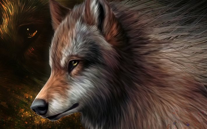 भेड़िया, कल्पना, शिकारी, कला