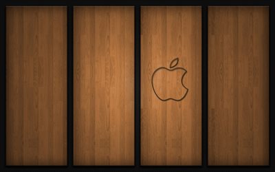 logo, arrière-plan en bois, apple, epl, de veille