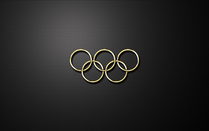 de malla, anillos olímpicos, en el fondo