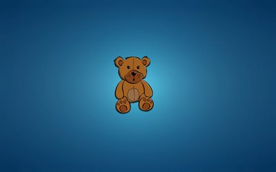 oso de peluche, el minimalismo, fondo azul