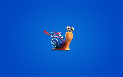 turbo snail, minimalism, blue background