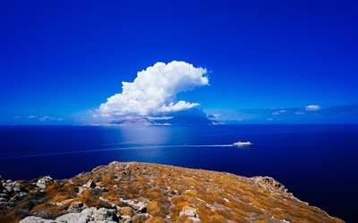 mykonos, 그리스, 섬, 바, 구름