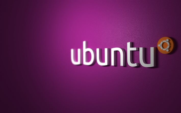 ubuntu, sfondo viola, logo