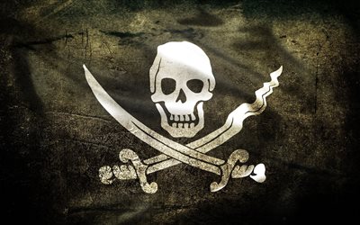 pirata, bandiera, segno, cranio