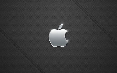 logotyp, epl, äpple, grå bakgrund, glans