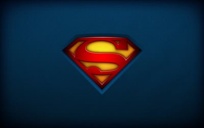 Süpermen, logo, amblem, mavi arka plan