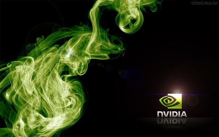 nvidia, logotyp, rök, svart bakgrund