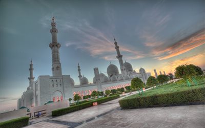 Abu Dhabi, coucher du soleil, soirée, émirats arabes unis