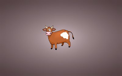 mucca, minimalismo, sfondo