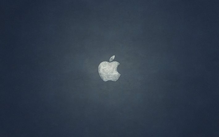 ロゴ, apple, 灰色の背景, ミニマリズムにおけるメディウム