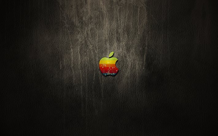 couro preto, logotipo, maçã, epl, arco-íris