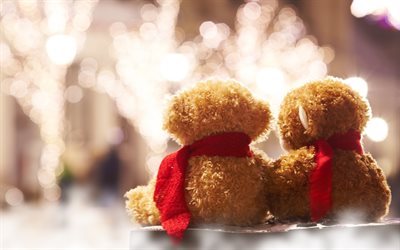 teddy bears, lights, blur