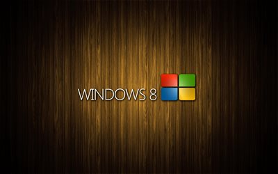 windows 8, le logo de windows 8, fond de bois