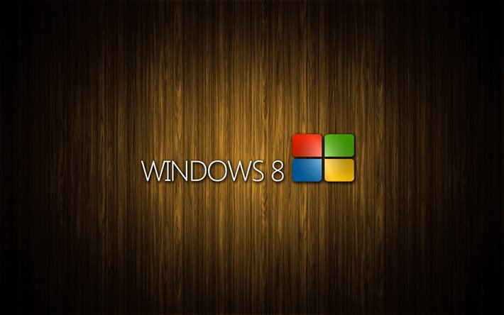 windows 8, el logotipo de windows 8, fondo de madera