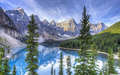 yaz, dağ, göl, morraine Gölü, banff, Kanada, Evet göl