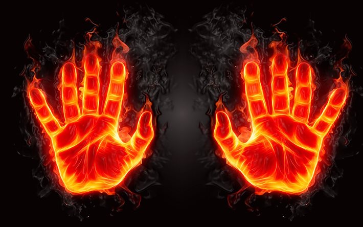 hands, fire, palm