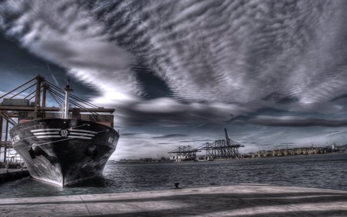 eleni, msc, a container ship, port, hdr