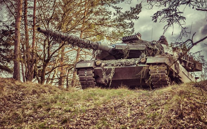 2а6м, leopard, tank, hill, forest, leopard 2a6m