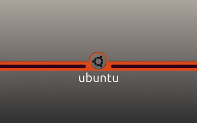 ubuntu, grå bakgrund, sparare, allestädes närvarande