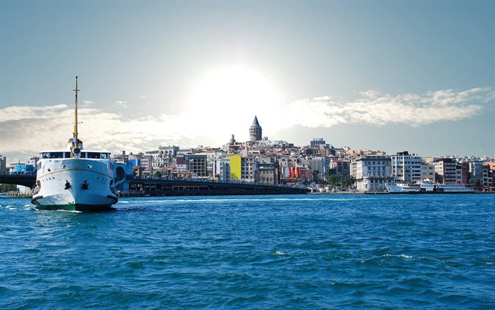 istanbul, turquie, le bateau, la baie, la turquie