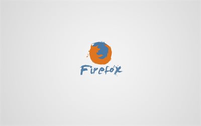 logo, minimalism, mozilla firefox, grey background, mozilla firefox free