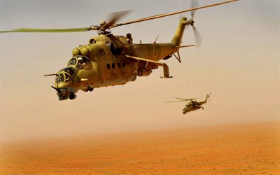 helicopters, mi-24, desert