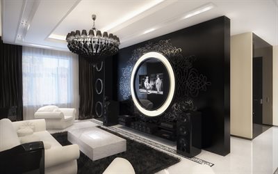 negro-blanco, interiores, diseño de