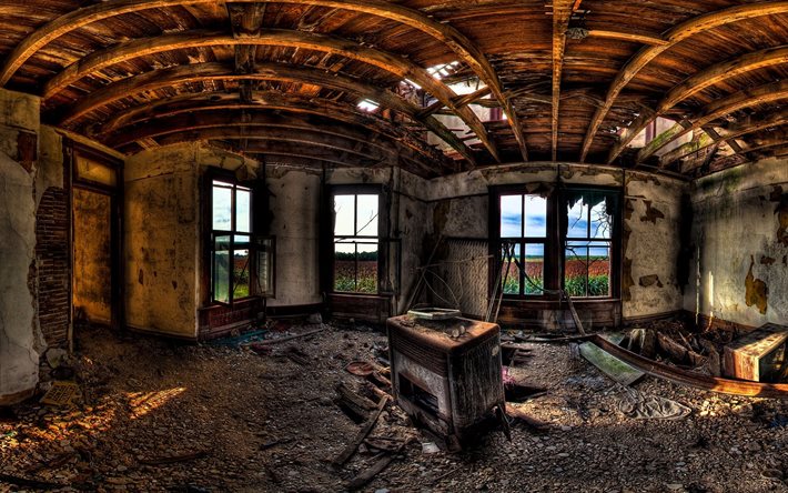 maison abandonnée, les ruines, hdr