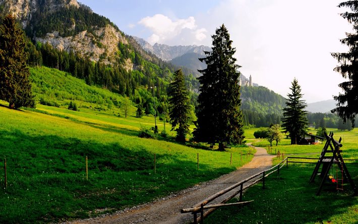 schwangau, verano, montaña, alemania, las pistas