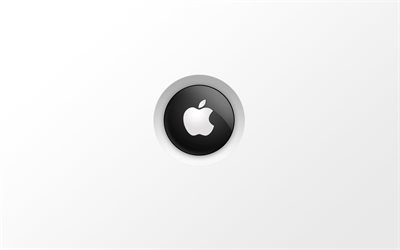 logo, izle, düğme, elma, gri arka plan