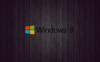 logotipo de windows 8, fondo de madera