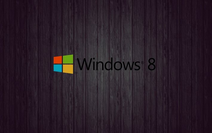 logo, windows 8, holz-hintergrund