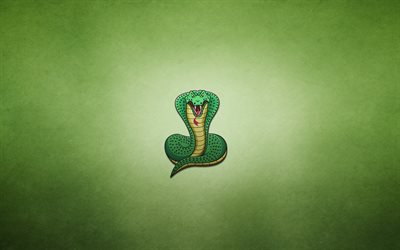 fondo verde, el minimalismo, la serpiente, cobra