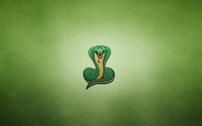 fundo verde, minimalismo, cobra