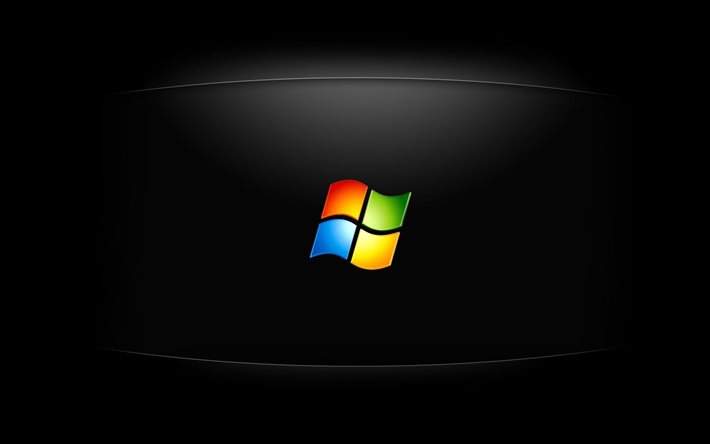 microsoft, windows, de microsoft, logotipo, fondo negro