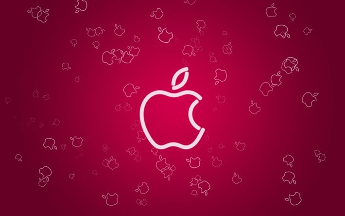 logo, omena, epl, vaaleanpunainen tausta