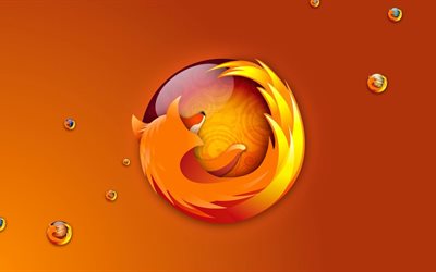mozilla firefox free, logo, mozilla firefox, orange background