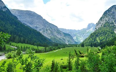 山々, 渓谷, チロル, オーストリア