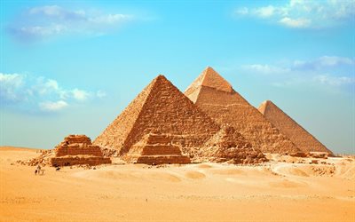 pyramid, egypten, öken, pyramider